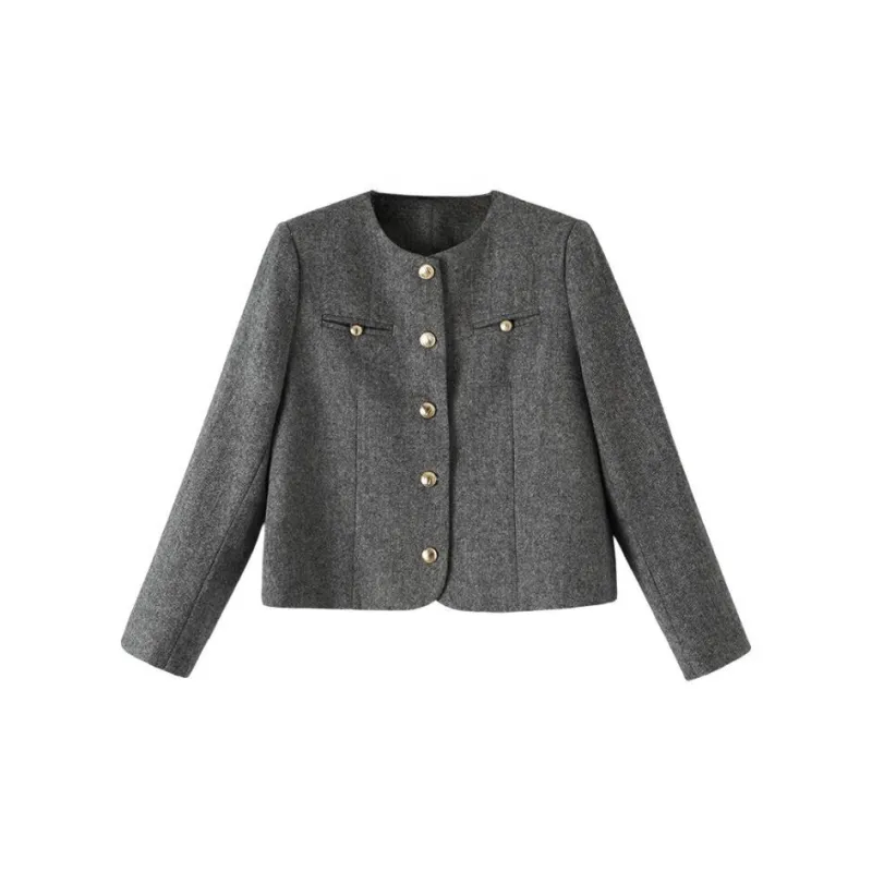 Late White Short Coat Women's Gray-0