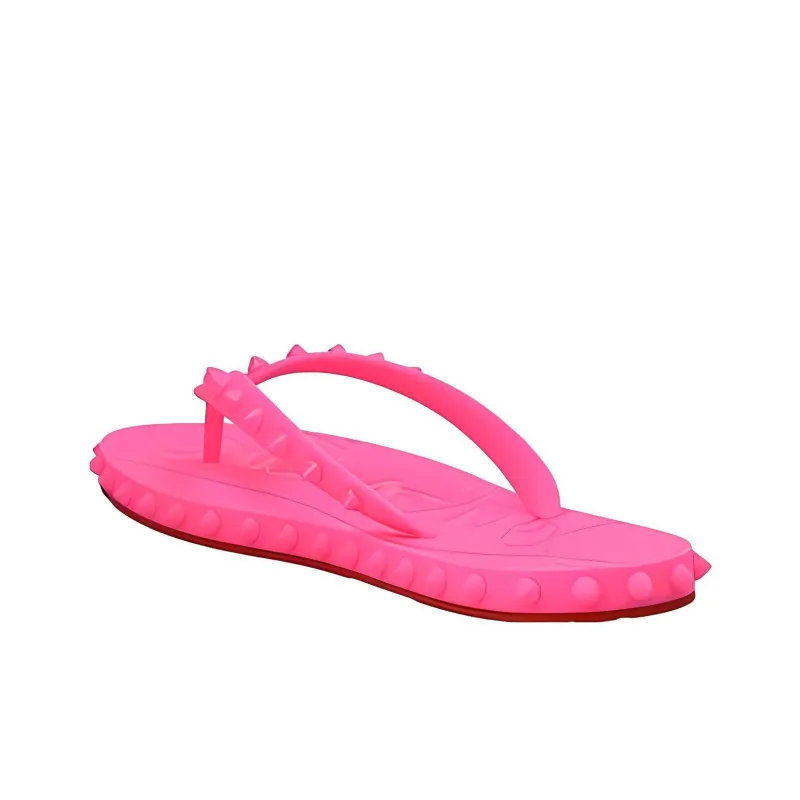 CL Rubber Sole Abrasion Resistant Flip Flops Women's Fuchsia-3