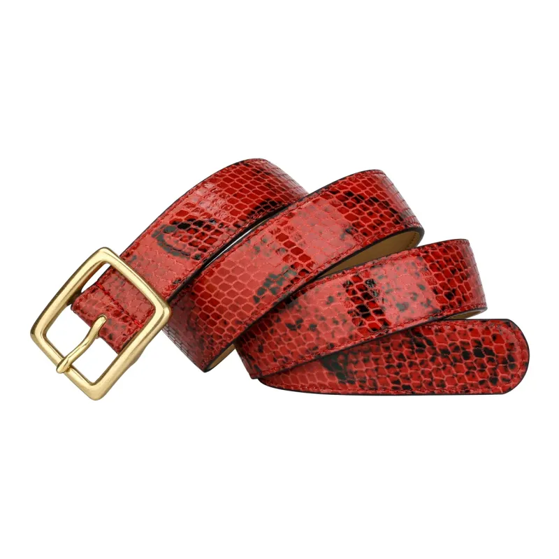 CATELLES Top Grain Cow Leather Leather Belts Women's Black/Red 2.8cm-6