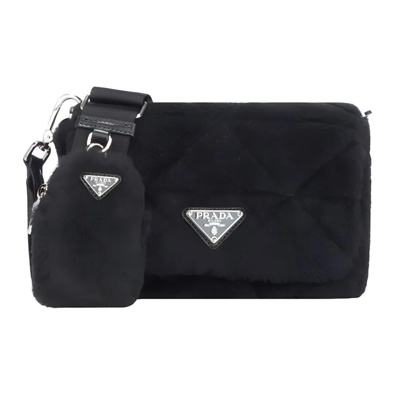 PRADA Fabric Crossbody Bag, Shoulder Bag Women's Black-0