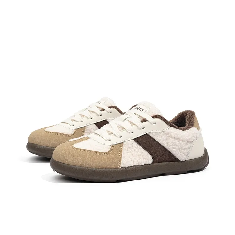 BABAYA KIDS Warm Anti Slip And Wear Resistant Low Top Skateboard Shoes Women's Beige Brown-2