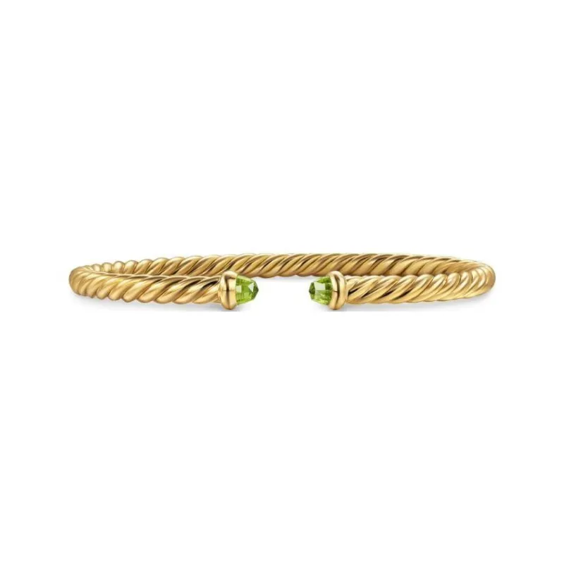 David Yurman 18kt Yellow Gold Cablespira Peridot Cuff-2