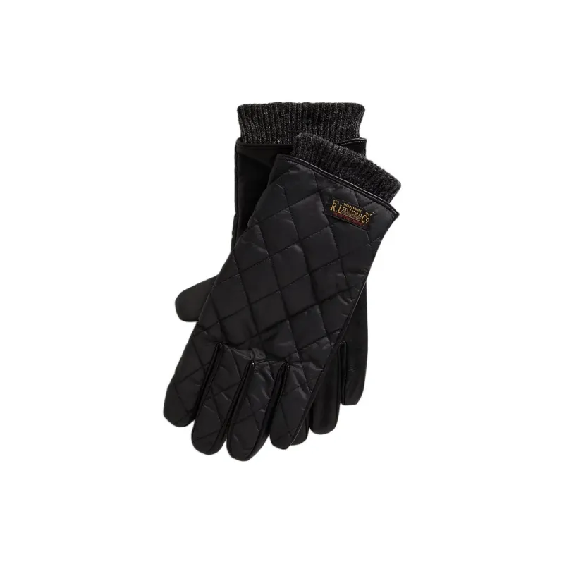 Polo Ralph Lauren Polyester Leather Knit Gloves Men's Black-0