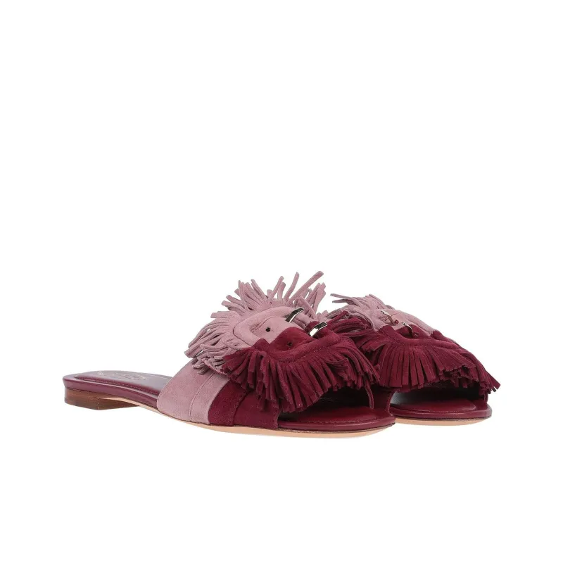 TOD'S Slide Slippers Women's Burgundy-2