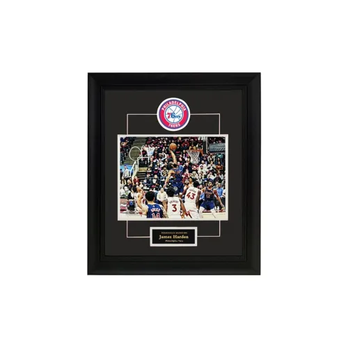 Three For 76ers Basketball Fan Supplies With SA Certificate Framed White Blue