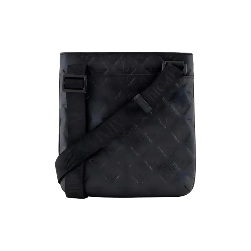 EMPORIO ARMANI Cow Leather Shoulder Bag Unisex Black-1