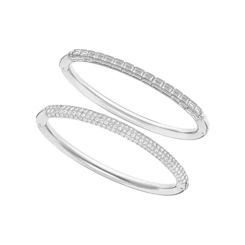 Swarovski White Gold Plated Bangles Unisex Silver-1