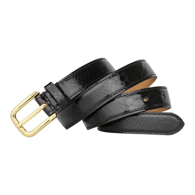 CATELLES Top Grain Cow Leather Leather Belts Women's Black/Red 2.4cm-1