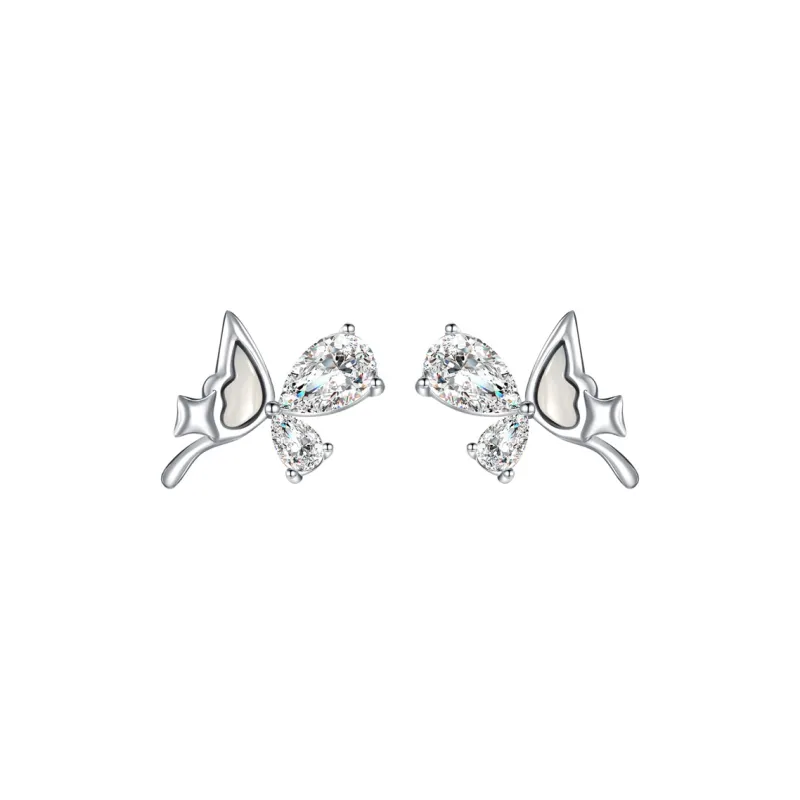 Chinese Jewelry 925 Sterling Silver Stud Earrings Women's-0