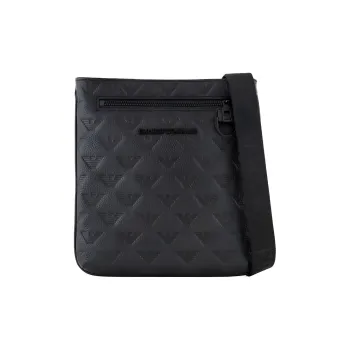 EMPORIO ARMANI Cow Leather Shoulder Bag Unisex Black