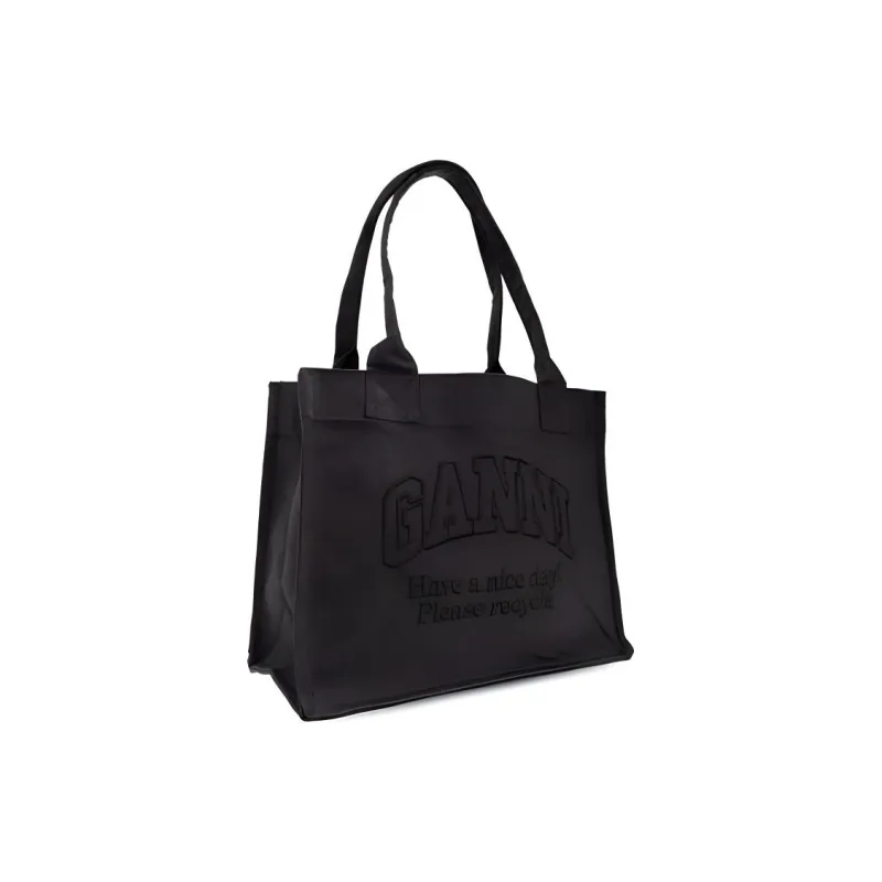 GANNI Logo Embroidered Large Tote Bag-3