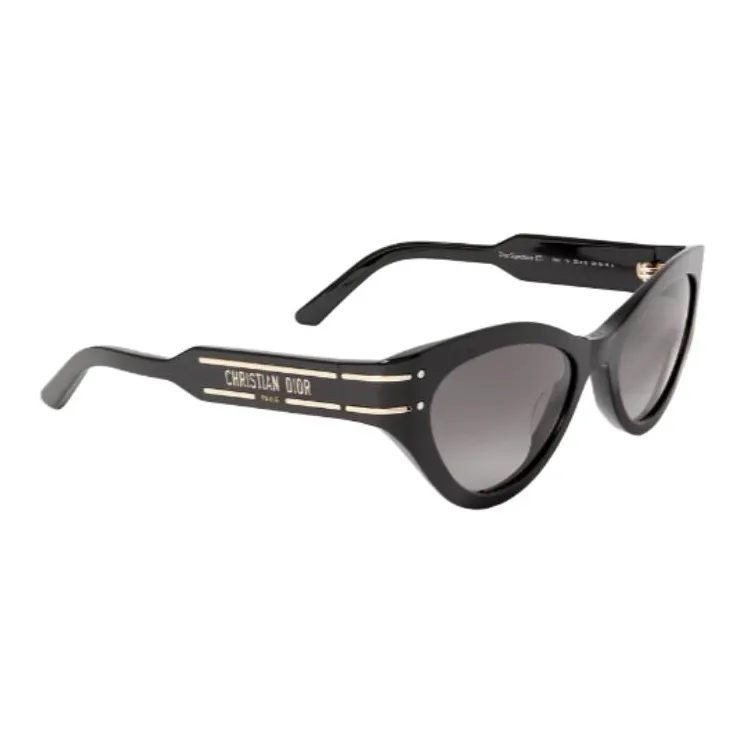DIOR Plate Frame Metal Cat Eye Sunglasses Women's Black-2