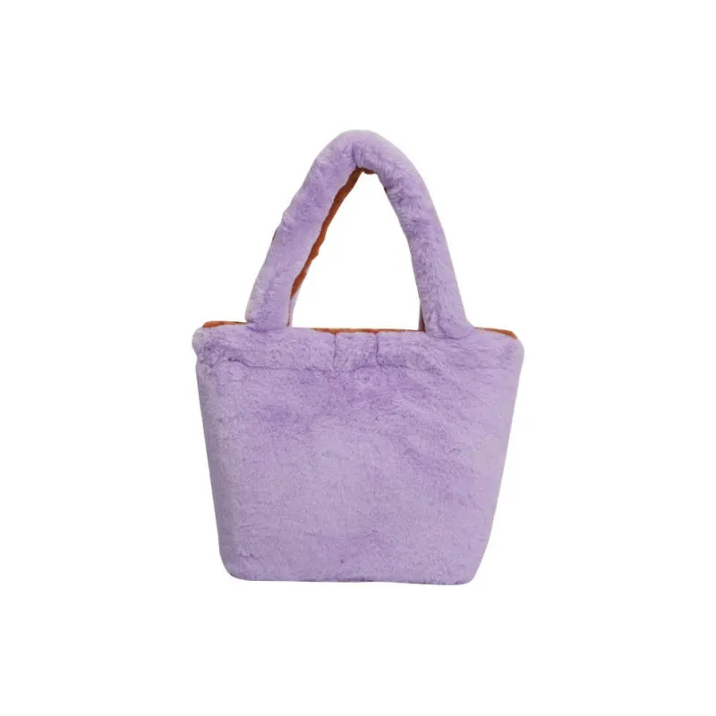 POTDEMIEL × Disney Collaboration Polyester Tote Bag, Shopping Bag, Handbag Women's Brown & Taro Purple-3