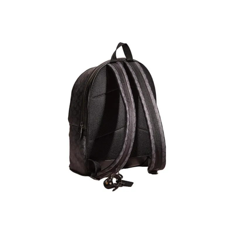 COACH Academy Canvas With Leather Backpack Large Size Women's Black-1