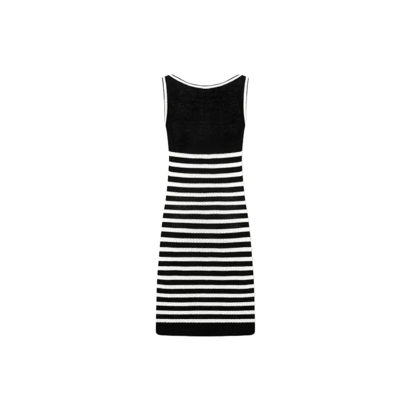 KARL LAGERFELD SS24 Sleeveless Dress Women's Black White-1