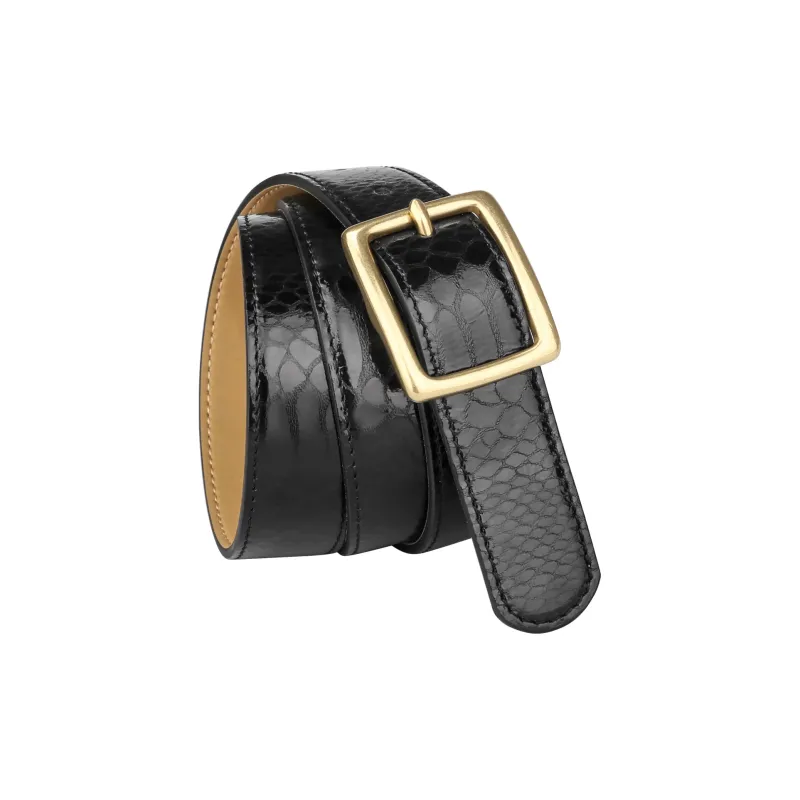 CATELLES Top Grain Cow Leather Leather Belts Women's Black/Red 2.8cm-2