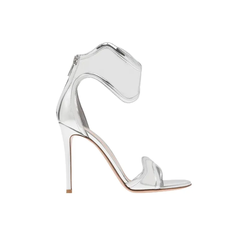GIANVITO ROSSI Lucrezia 100mm Mirrored-leather Sandals-1