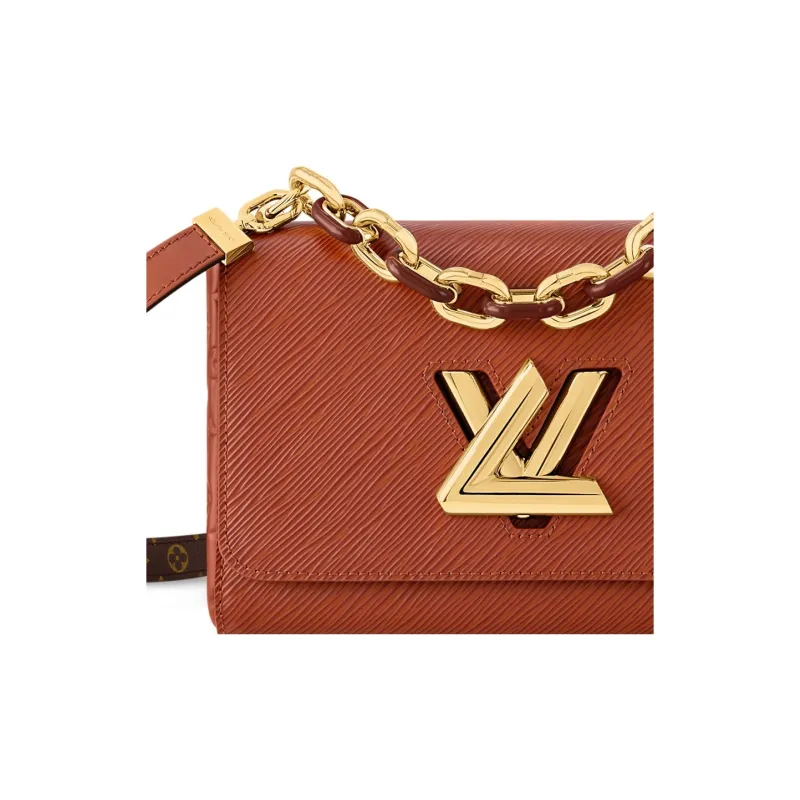 LOUIS VUITTON Twist Epi Grain Leather Portable Crossbody Bag, Shoulder Bag Medium Size Women's Brown-3
