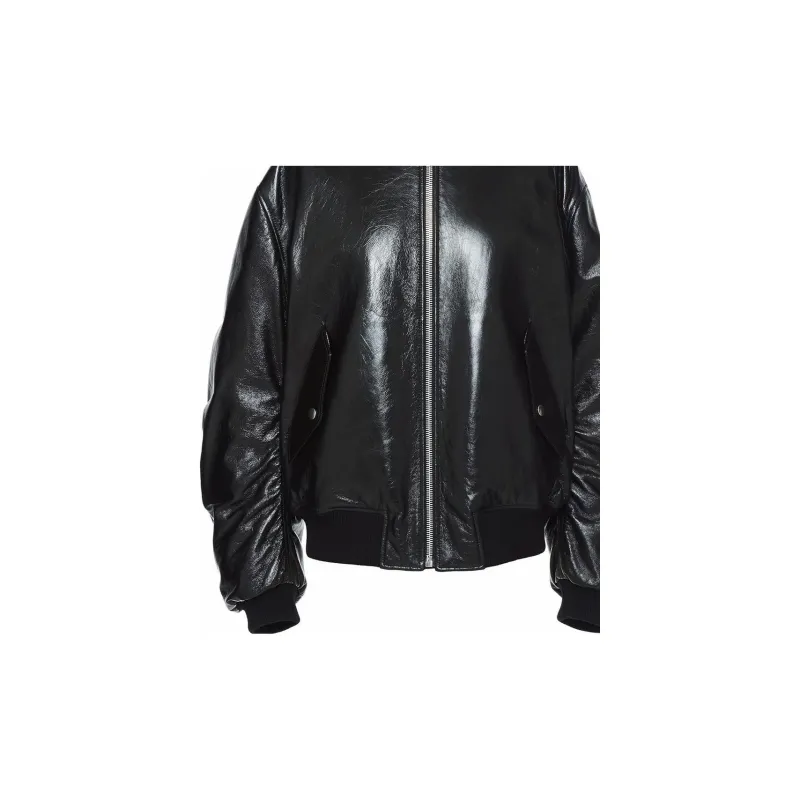 PRADA Oversized Nappa Leather Bomber Jacket 'Black'-5