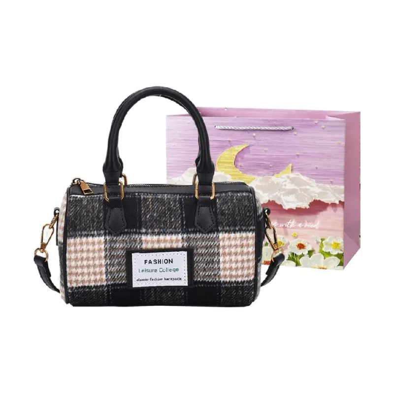 Bansusu Pu Handbag Shoulder Bag Crossbody Bag Women's Brown Plaid Black Plaid Coffee Plaid Blue Plaid-1