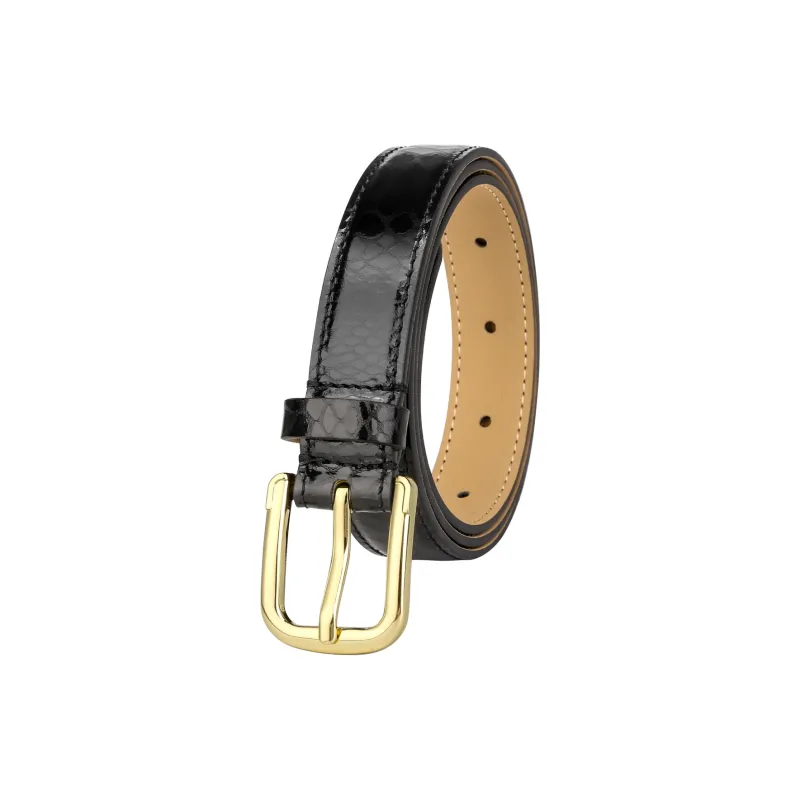 CATELLES Top Grain Cow Leather Leather Belts Women's Black/Red 2.4cm-0
