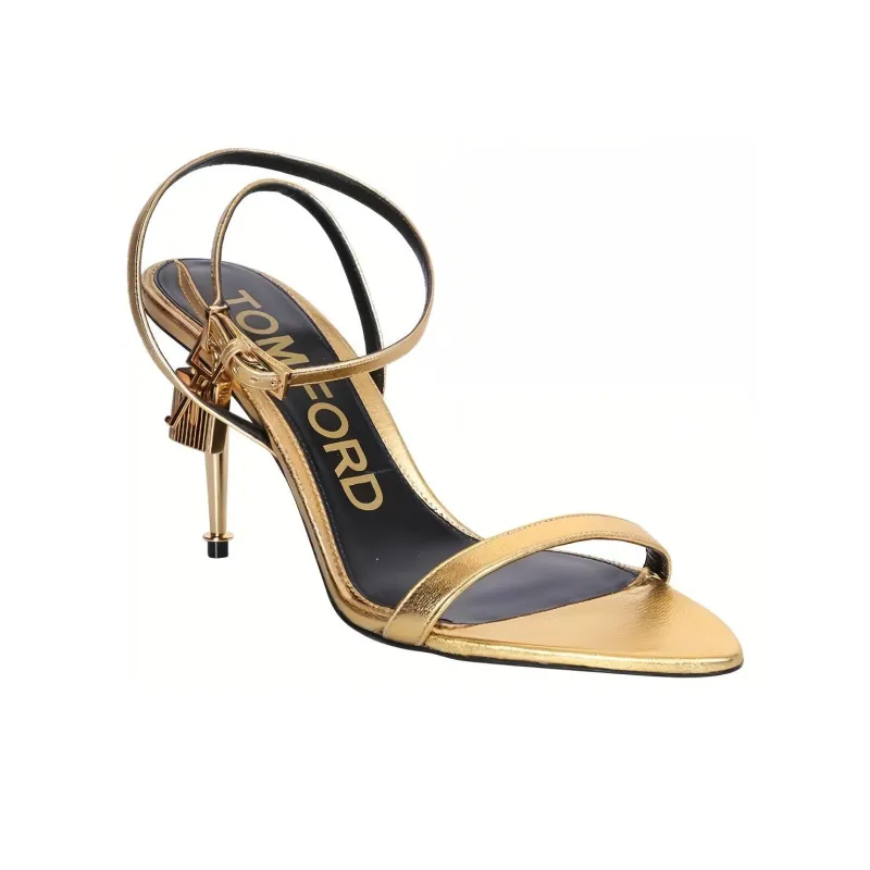 TOM FORD Padlock 115mm Metallic Sandals-2