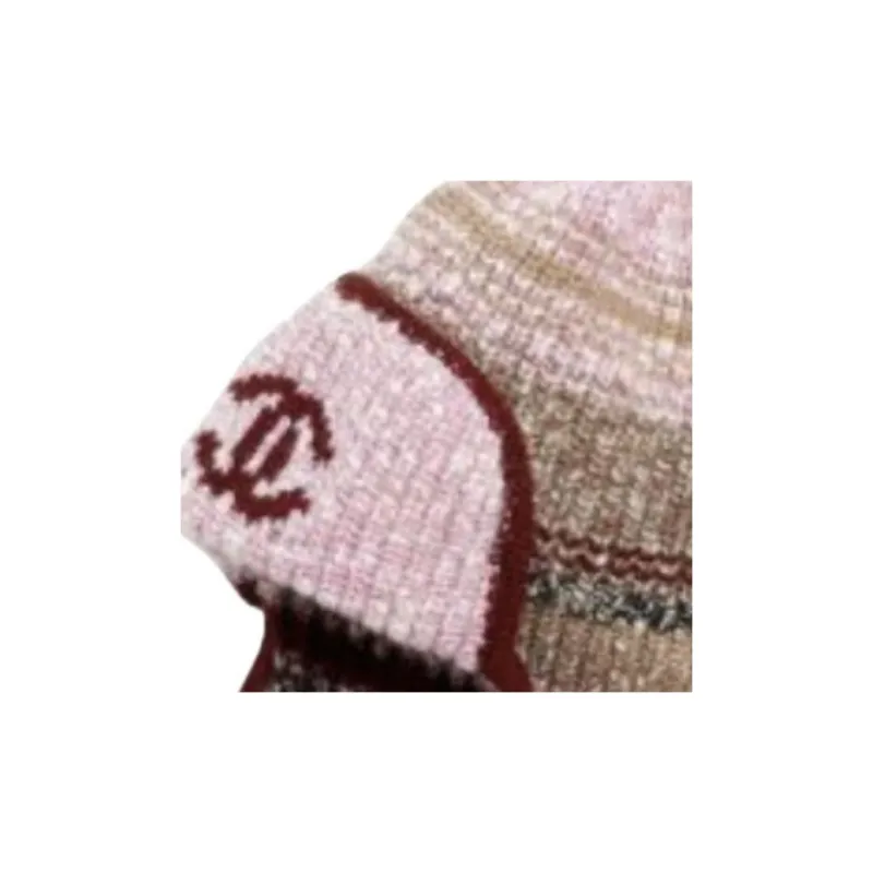 CHANEL Cashmere Trapper Hats Unisex Pink-2