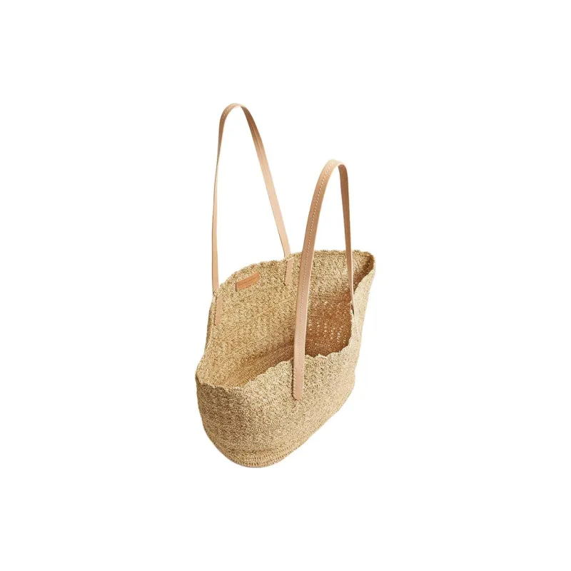 Vanessa Bruno Raffia Handbag Shoulder Bag Medium Size Women's Gold-2
