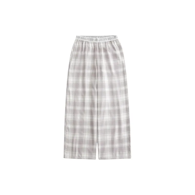 Hollister Pajama Pants Women's Light Taupe Plaid-0
