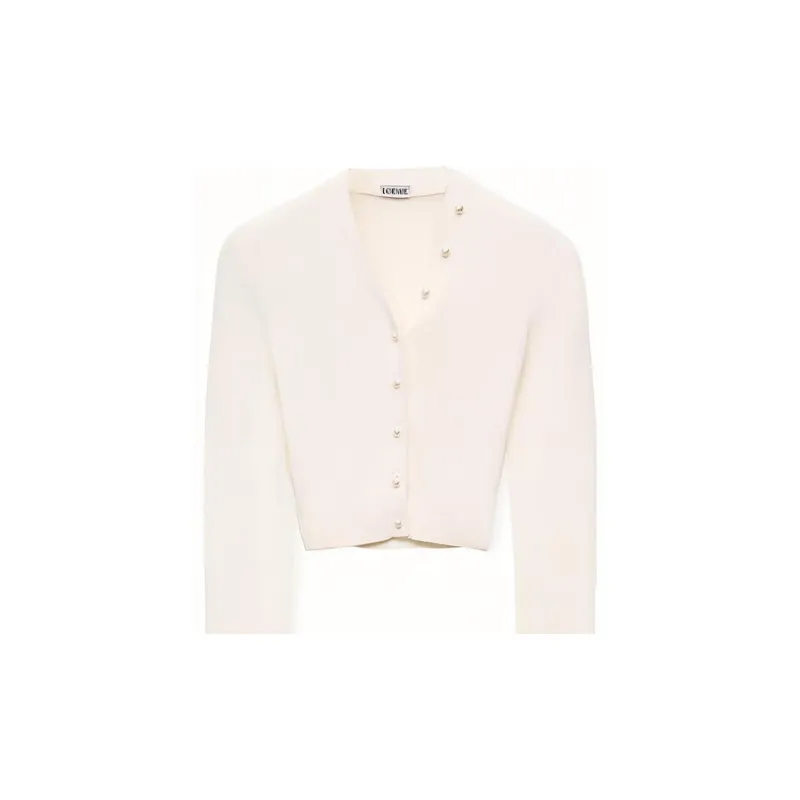 LOEWE Cropped Cardigan 'Soft White'-4