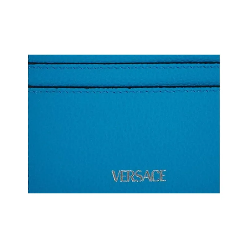 VERSACE Leather Card Holder Card Holder Women's Blue-3