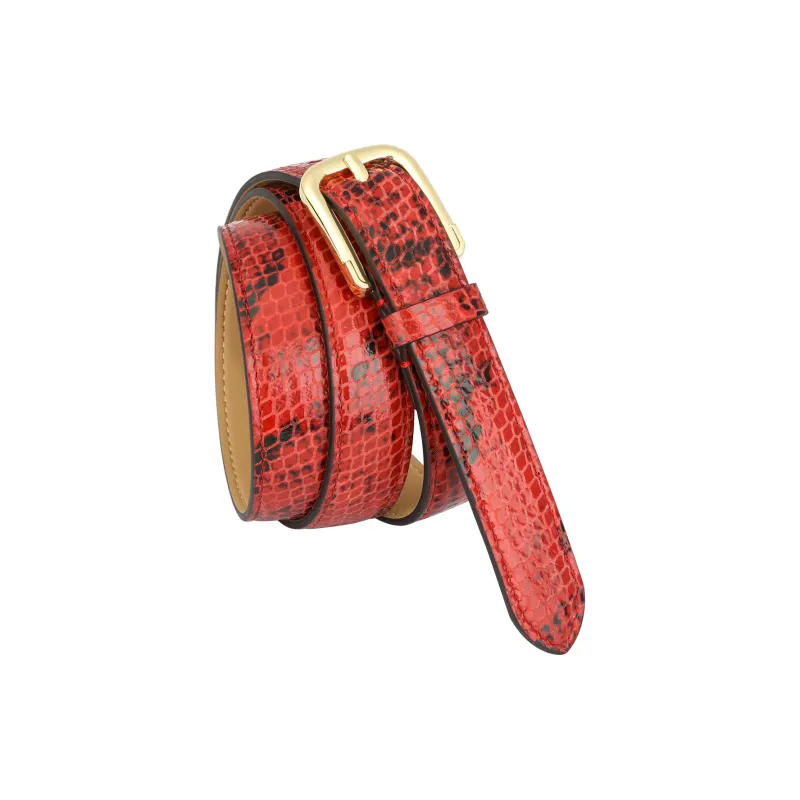 CATELLES Top Grain Cow Leather Leather Belts Women's Black/Red 2.4cm-7