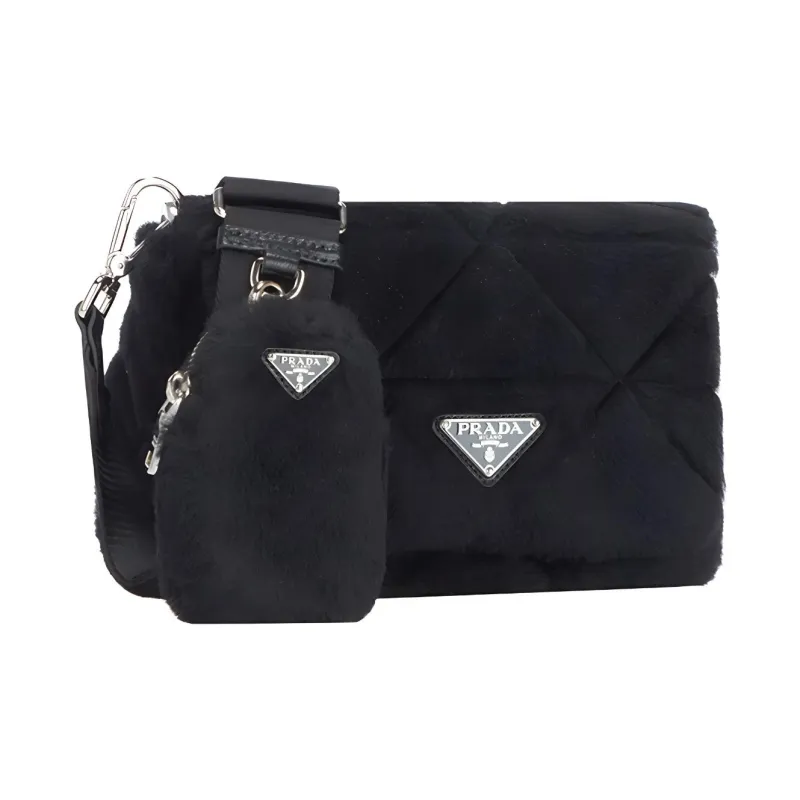 PRADA Fabric Crossbody Bag, Shoulder Bag Women's Black-1