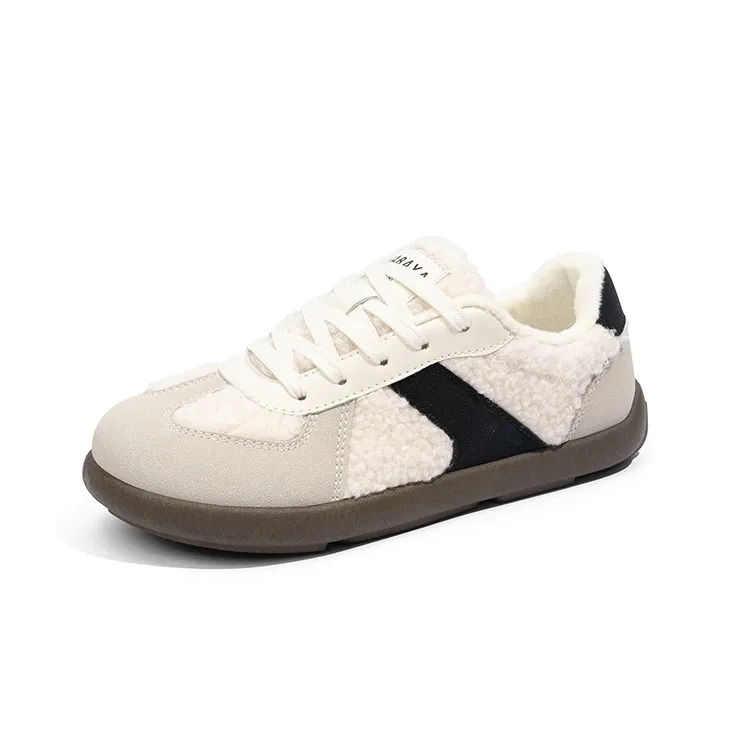 Babaya Anti Slip And Wear Resistant Warm Low Top Kids' Skateboarding Shoes Black Beige Teenagers-1