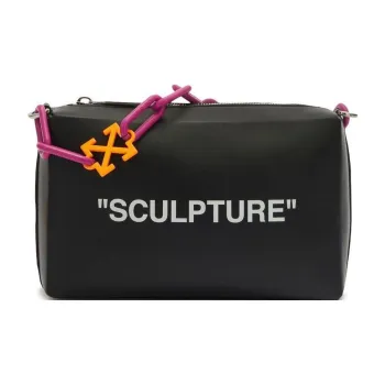 OFF WHITE Block Pouch Quote Clutch Bag Black