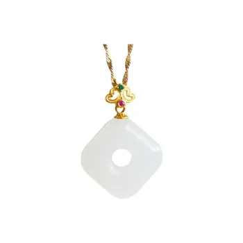 Gifts Hetian Jade Necklaces Pale Greenish White Jade Unisex