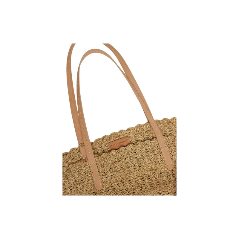 Vanessa Bruno Raffia Handbag Shoulder Bag Medium Size Women's Gold-3