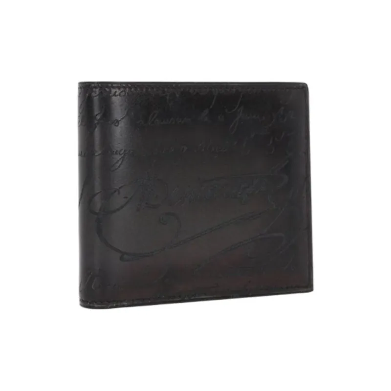 BERLUTI Calfskin Wallet Men's Black Gray Color-1