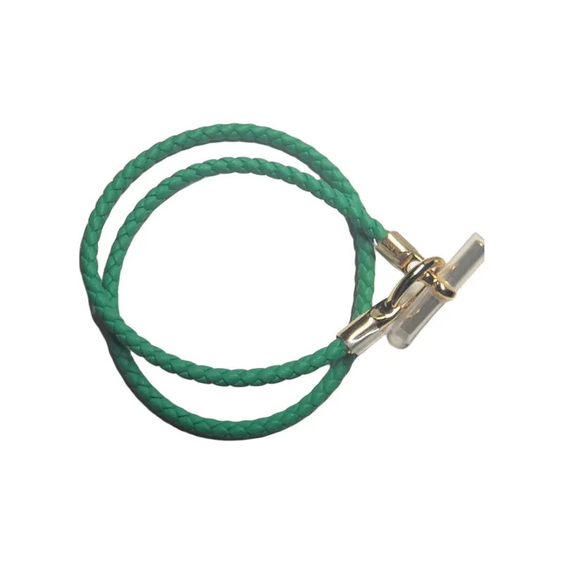 HERMES Alloy Silver Plated Gold Plated Wristbands Women's Green-1