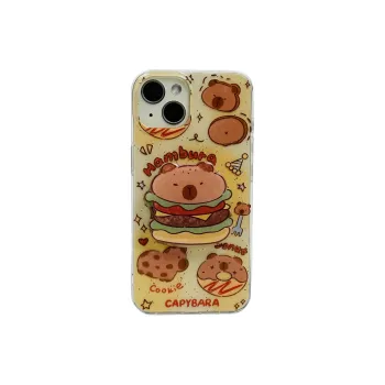 Sopi Acrylic Material Hamburg Capybara Stand Phone Cases Compatible With IPhone 16/15 Pro Max/Apple 13/14 Pro Max/12
