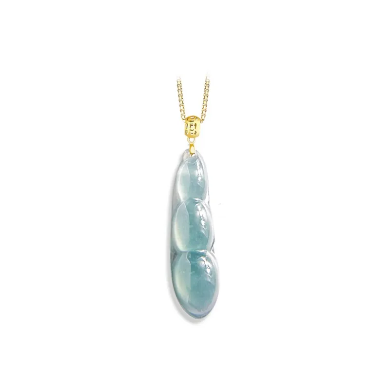 Long Fu Glutinous Jade Necklace Holiday Accessory # Good Luck Women's-0