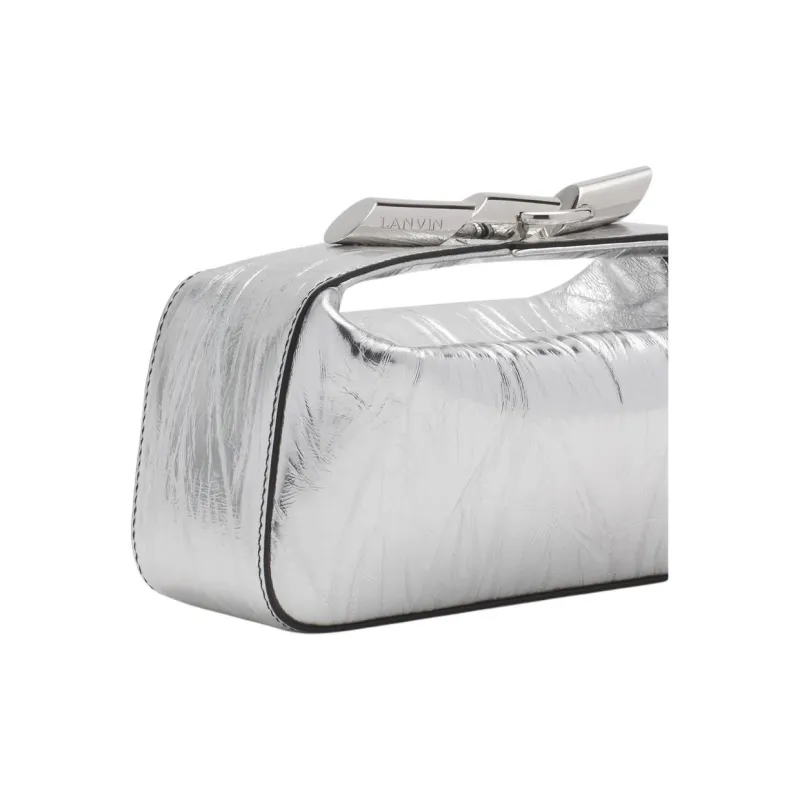 Lanvin Calfskin Crossbody Bag Clutch Women's Silver-3
