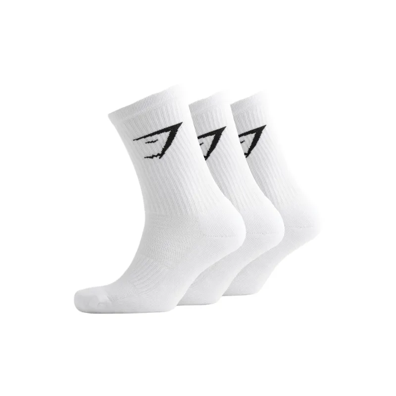 GYMSHARK Mid-Calf Socks Unisex 3 Pack White-0