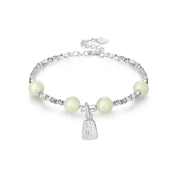 Crafts Women's Hetian Jade Bracelets Pale Greenish White Jade Unisex