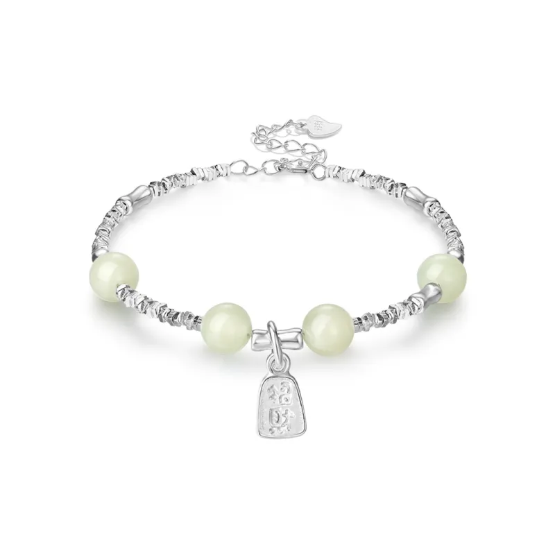 Crafts Women's Hetian Jade Bracelets Pale Greenish White Jade Unisex-0