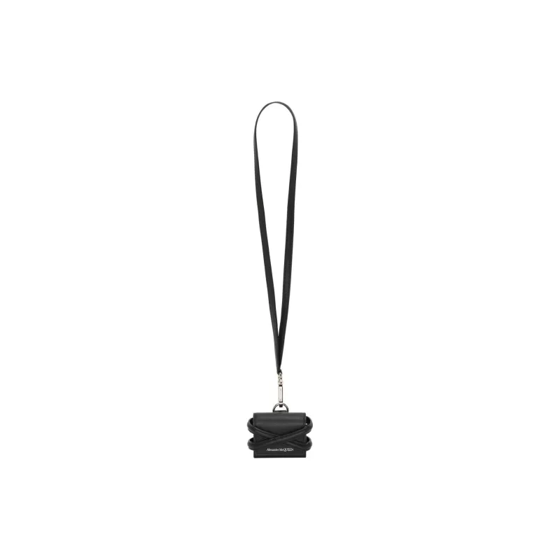 Alexander McQueen Cow Leather Earphone Case Men's Black-1