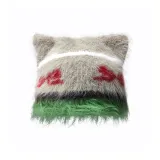 Jacquard Cat Ear Hat-Khaki White Stripes