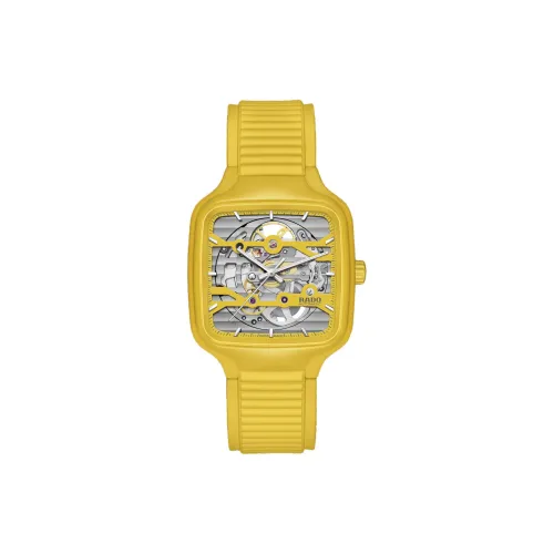 RADO Realme Collection Automatic Mechanical Movement Unisex Watch 38mm Cut Out Dial Ceramic Watch Case Rubber Strap