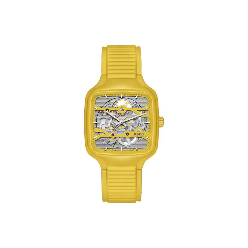 RADO Realme Collection Automatic Mechanical Movement Unisex Watch 38mm Cut Out Dial Ceramic Watch Case Rubber Strap-0