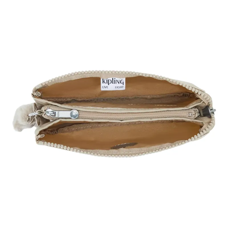 Kipling Recycled Polyester Clutch Large Size Women's Beige-3